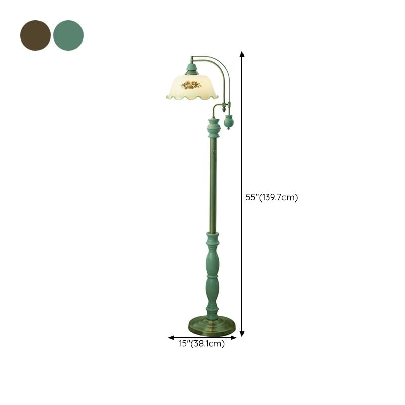 Morandi Retro Lotus Flower Shaped Metal Glass Floor Lamp - Lumpaz