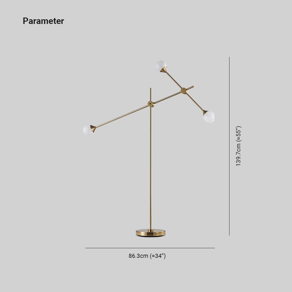 Valentina Gold Orb Swing Arm Floor Lamp, Living room - Lumpaz