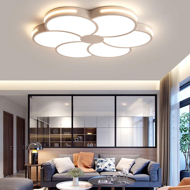 Hana Modern Flower Metal/Acrylic Flush Mount Ceiling Light, White - Lumpaz