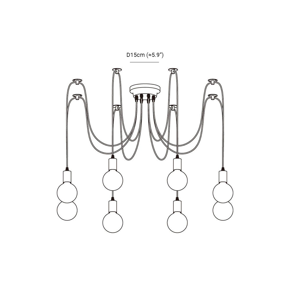 Alessio Retro Country LED Spider Chandelier, Black/White - Lumpaz