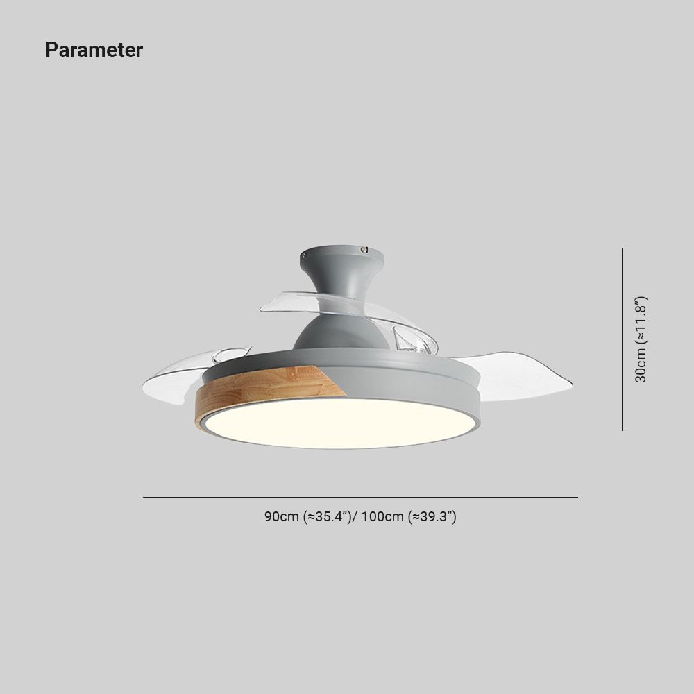 Morandi Invisible Blades Ceiling Fan With Light, 5 Color, L 35.4"/39.3" - Lumpaz