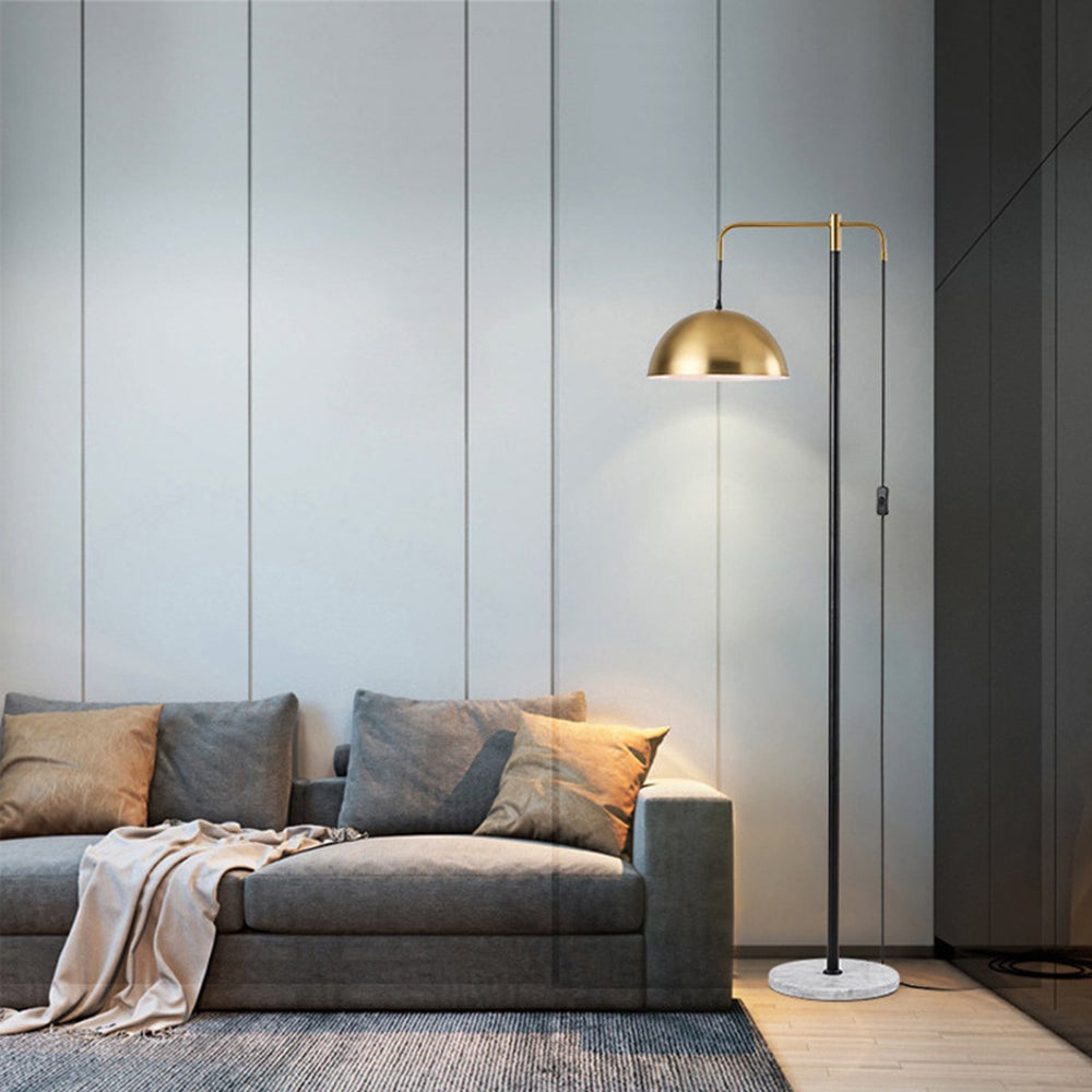 Carins Minimalist Geometric Marble Base/Metal Floor Lamp - Lumpaz