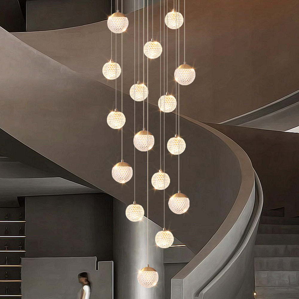 Jibril Multi Staircase Modern Art Deco Pendant Light, Gold - Lumpaz