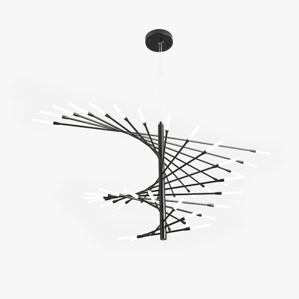 Lowry Modern Chandelier Black/Gold Metal/Acrylic Living Room - Lumpaz