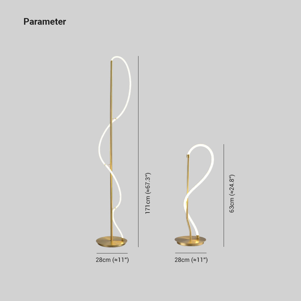 Modern Minimalis Linear Floor Lamp/Table, Brass - Lumpaz