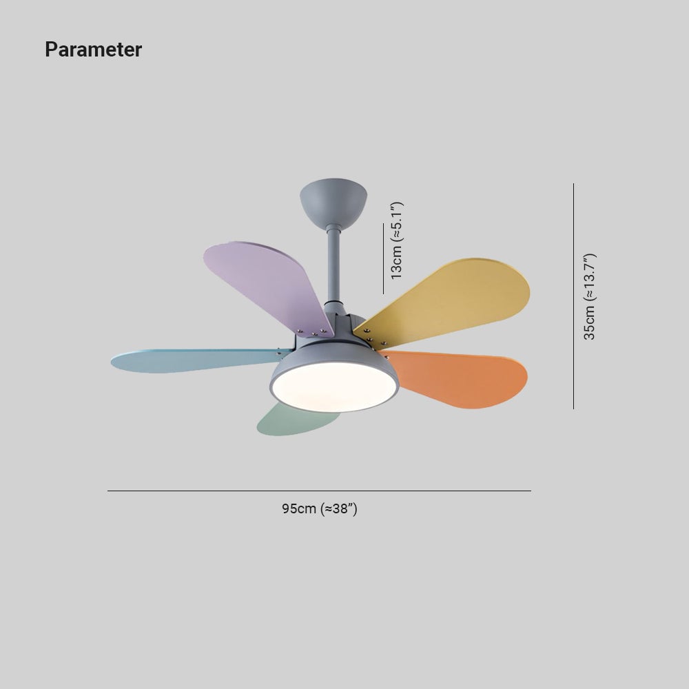 Morandi Colorful DC Ceiling Fan with Light, Gray & White, 5-Blade, for Summer - Lumpaz