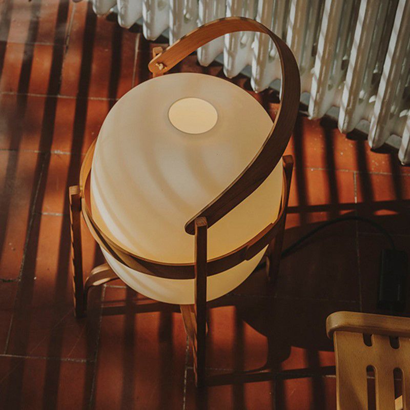 Ozawa Modern Lantern Wood/Glass Floor Lamp - Lumpaz