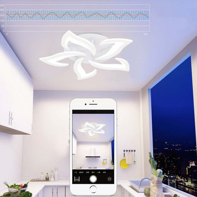 Hana Elegant Flower Flush Mount Ceiling Light, White/Black - Lumpaz