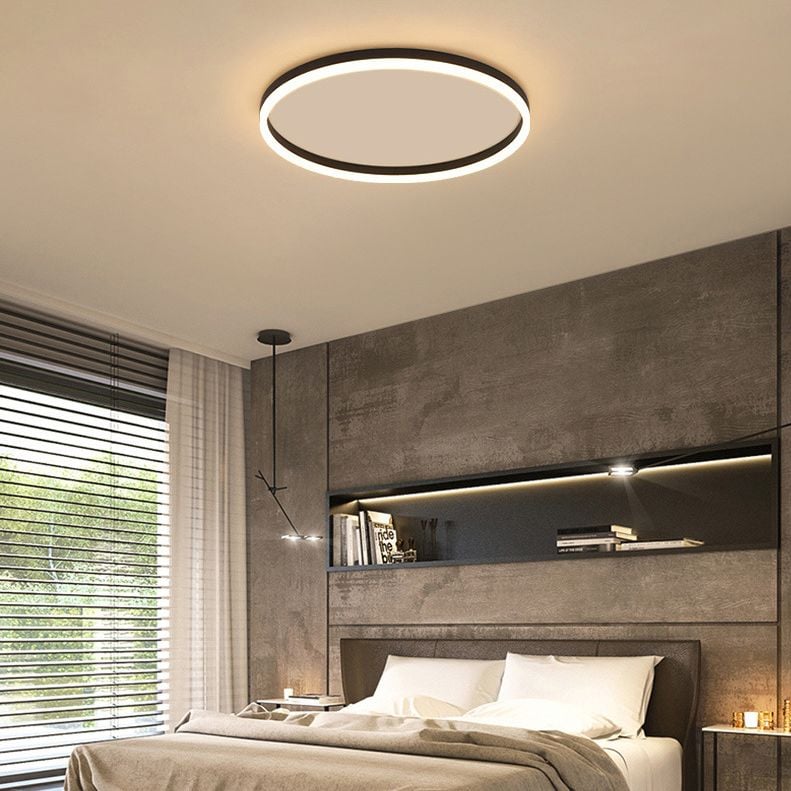 Quinn Minimalist Ring Hollow Metal Flush Mount Ceiling Light, Black - Lumpaz