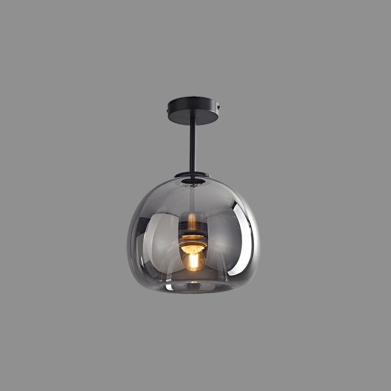Sanna Modern Dome Glass Semi-Flush Mount Ceiling Light/Pendant Light, Gold/Black - Lumpaz