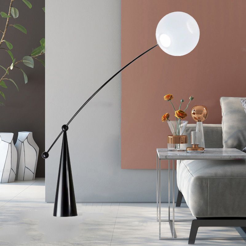 Valentina Floor Lamp Arc/Bubble Modern/Unique, Frosted Glass, White, Bedroom - Lumpaz