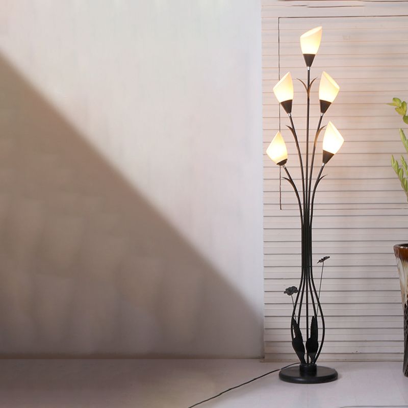 Bella Flower Branching Black Floor Lamp, Living Room - Lumpaz