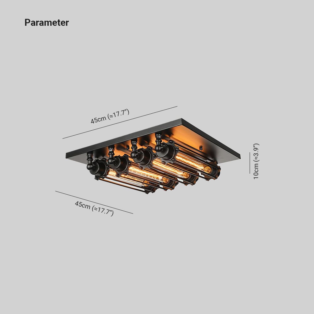 Alessio Vintage Tubed Metal Flush Mount Ceiling Light Black Living Room - Lumpaz