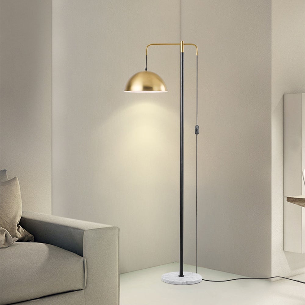 Carins Minimalist Geometric Marble Base/Metal Floor Lamp - Lumpaz