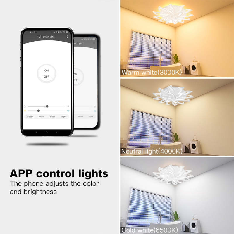 Hana Elegant Flower Flush Mount Ceiling Light, White/Black - Lumpaz