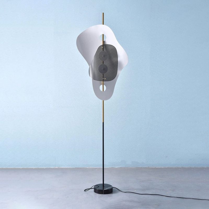 Salgado Modern Irregular Double Head Metal Floor Lamp, White - Lumpaz