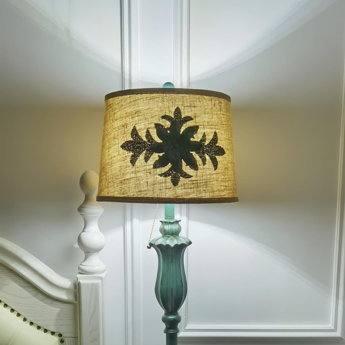 Eryn Floor Lamp Table Vintage, Metal/Resin, Green, Living Room - Lumpaz