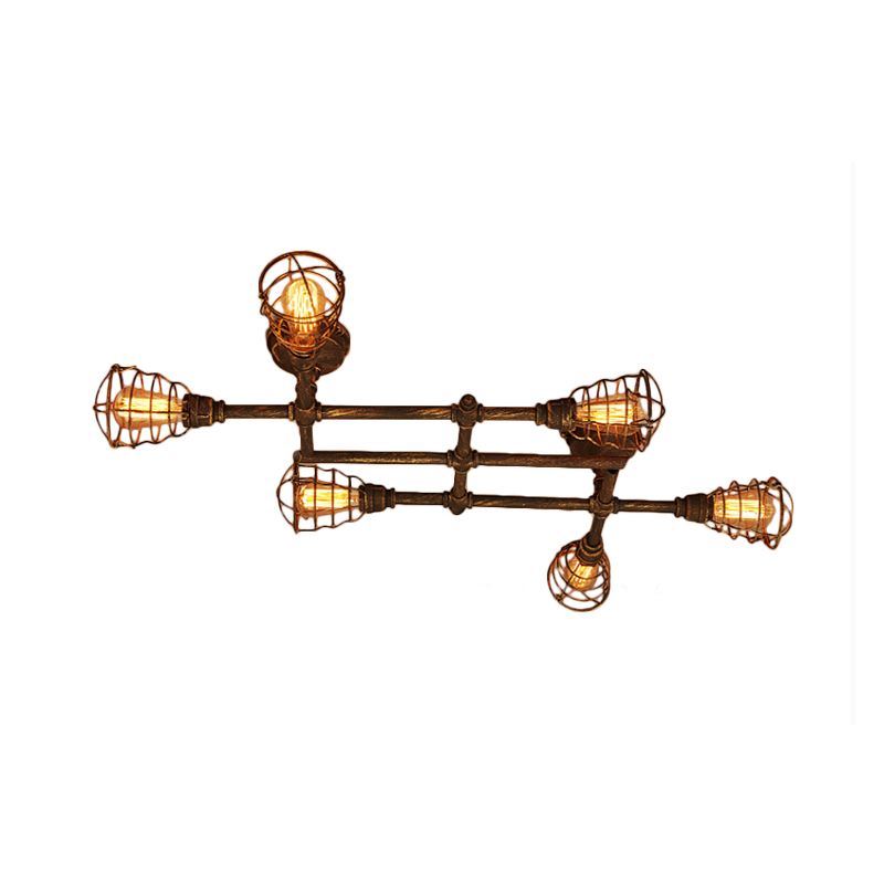 Alessio Industrial Metal Multi Flush Mount Ceiling Light, Brass - Lumpaz