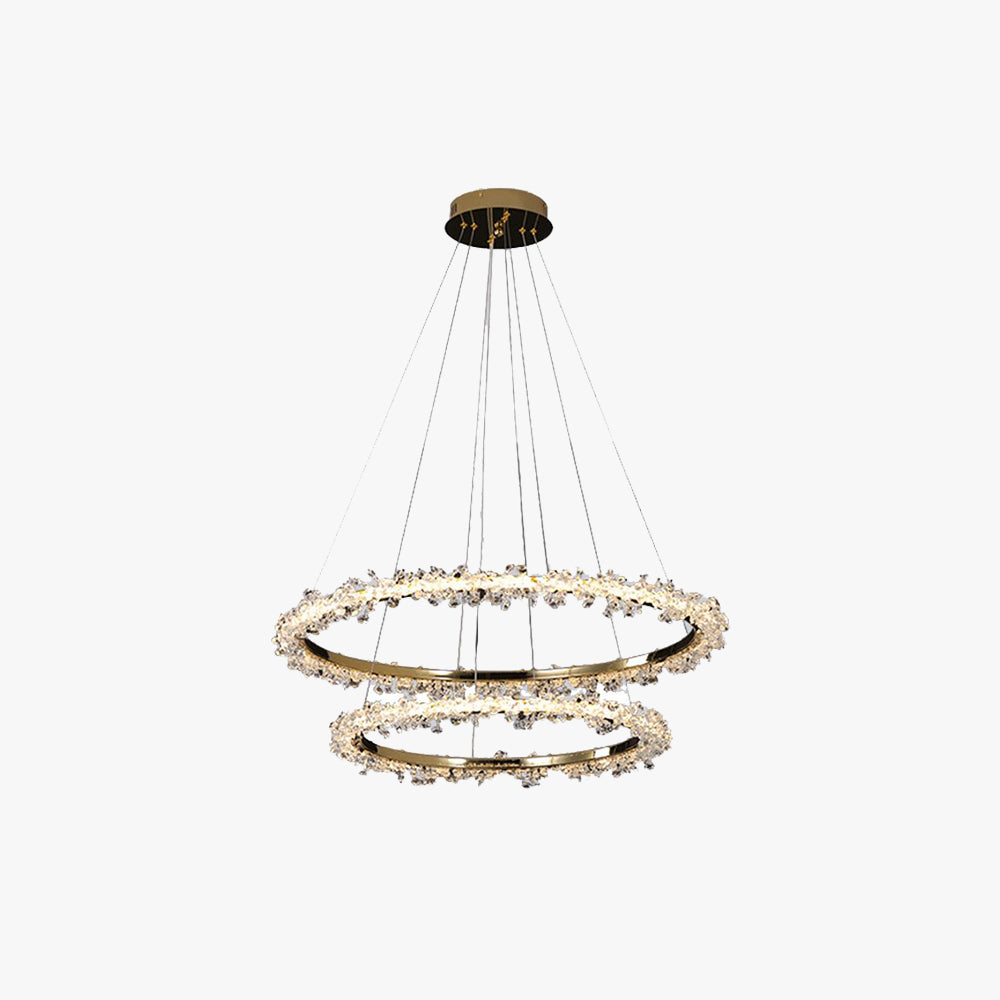 Kristy Pendant Light Ring Luxury, Crystal/Metal, Gold, Bedroom - Lumpaz
