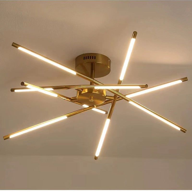 Edge Modern Linear Metal/Acrylic Ceiling Light, Black/Gold - Lumpaz