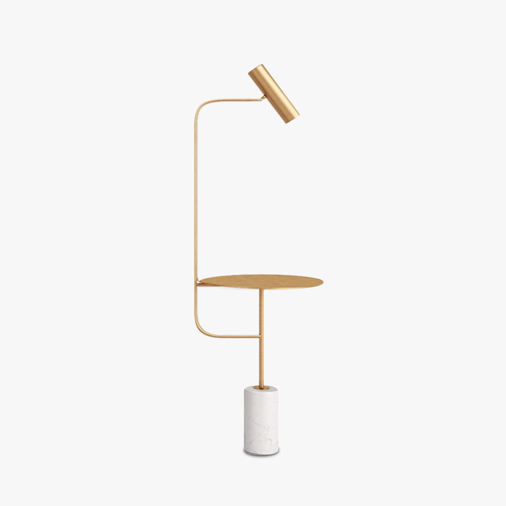 Salgado Minimalist Metal Floor Lamp With Table, Black/Gold - Lumpaz