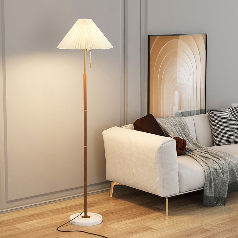 Ozawa Modern Pleated Metal Fabric Floor Lamp - Lumpaz