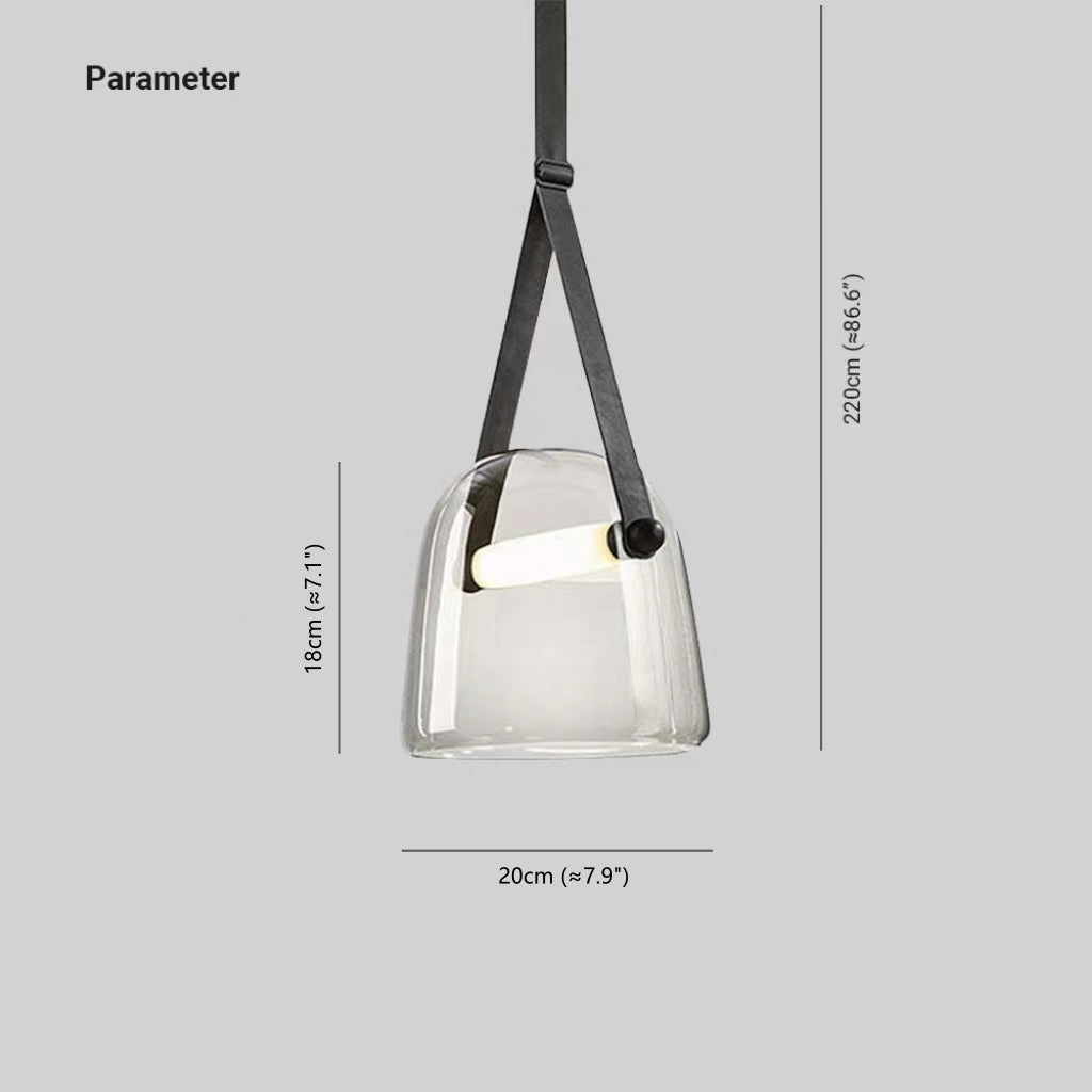 Modern Nordic Leather/Glass Pendant Light Gray/White Bedroom - Lumpaz