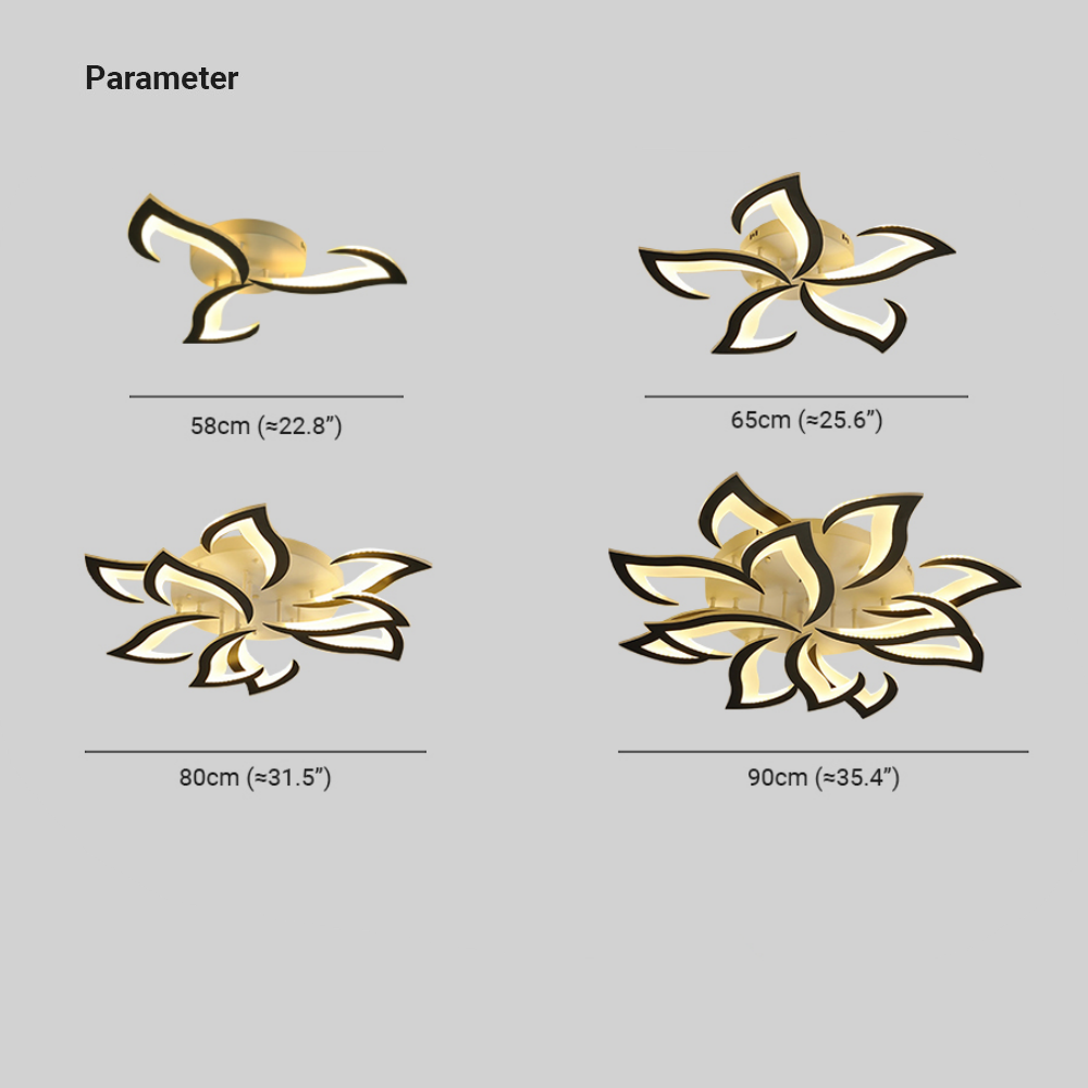 Hana Elegant Flower Flush Mount Ceiling Light, White/Black - Lumpaz