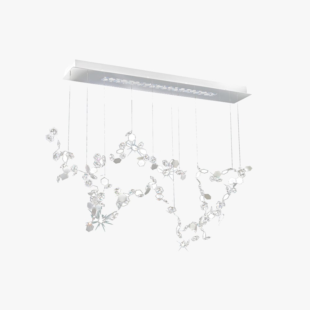 Olivia Modern Sheet Crystal Chandelier, Silver, Living Room - Lumpaz
