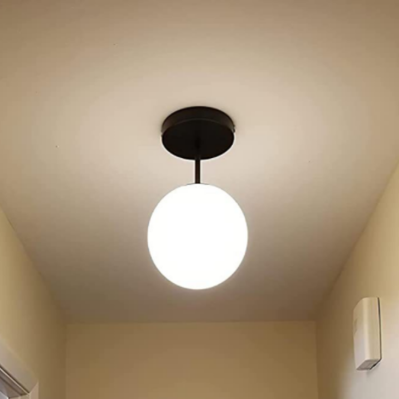Valentina Simple Spherical LED Semi-Flush Mount Ceiling Light, Gold & Black - Lumpaz