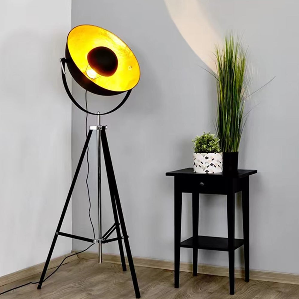 Salgado Vintage Industrial Tripod Metal projector floor lamp, Black - Lumpaz