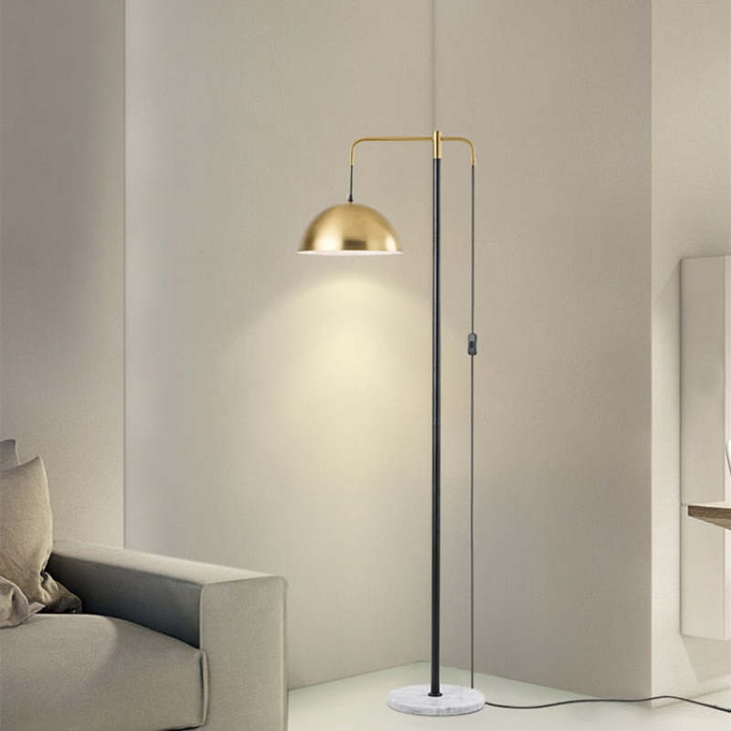 Carins Modern Metal Floor Lamp, Gold, Living Room - Lumpaz