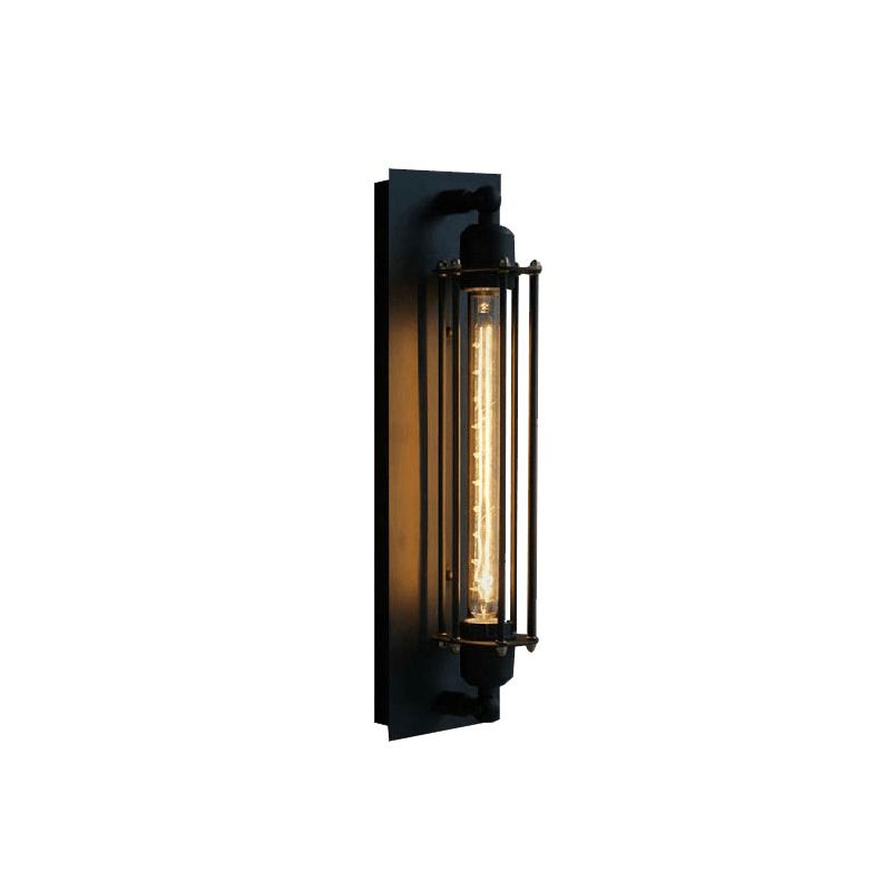 Orr Industial Rectangular Metal/Glass Wall Lamp, Black - Lumpaz