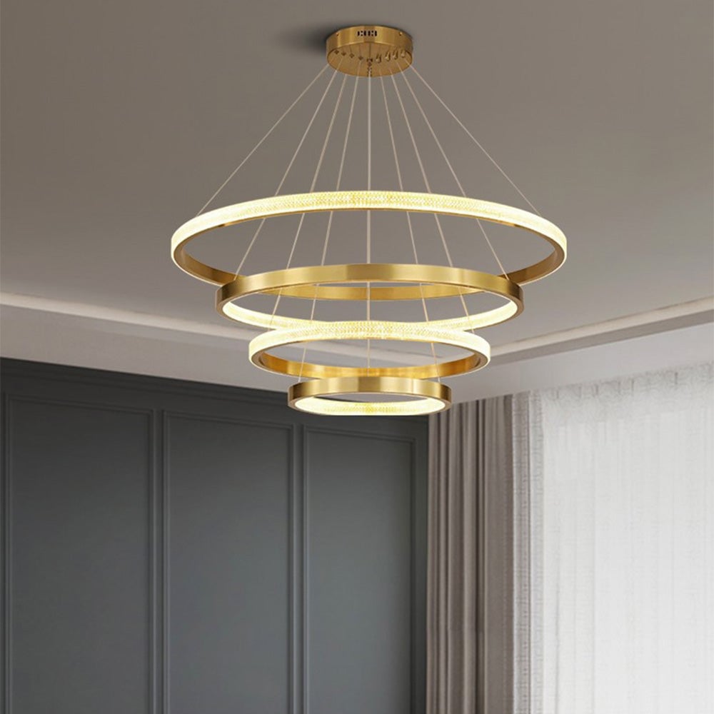 Kirsten Modern Ring Metal/Arcylic LED Pendant Light, Black/Gold - Lumpaz