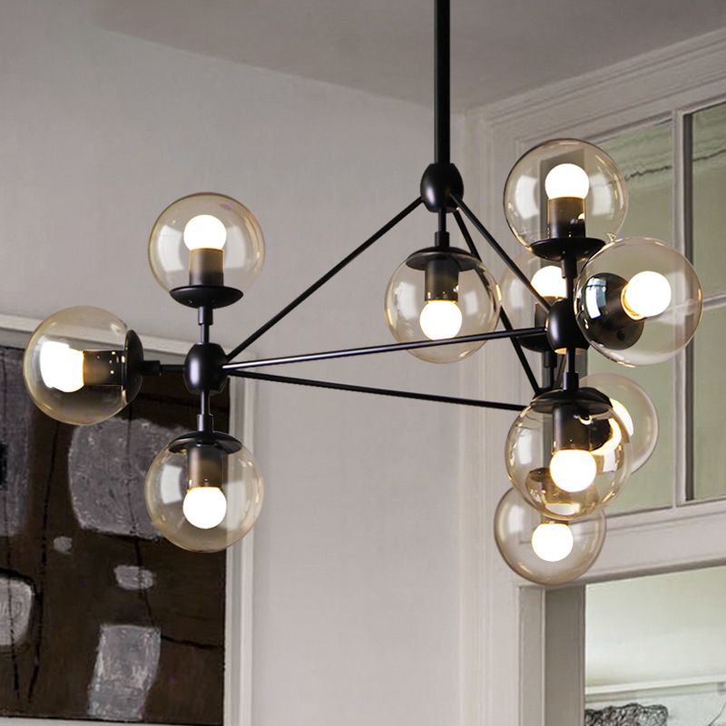 Valentina Pendant Light Bubble Modern, Glass/Metal, Black, Bedroom - Lumpaz