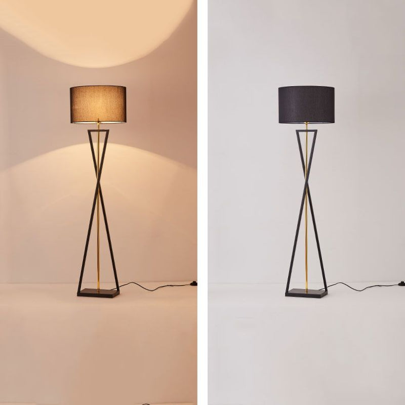 Eryn Retro Cylinder Tripod Metal  Fabric Multi Color Floor Lamp - Lumpaz