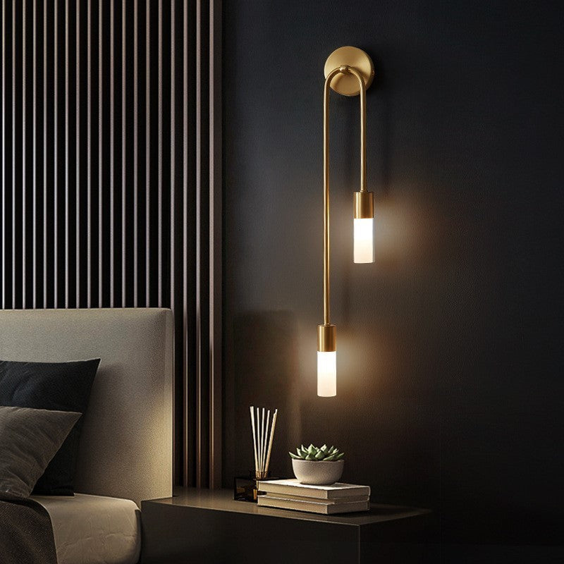 Meza Modern Stick Wall Sconce Gold Metal for Bedeside - Lumpaz