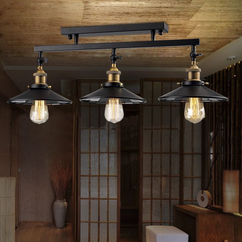 Cooley Retro Metal LED Flush Mount Ceiling Light, Black - Lumpaz