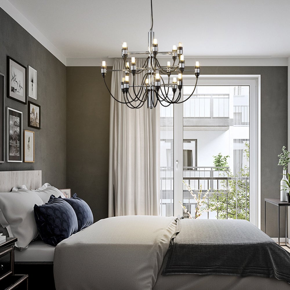Alessio Retro Linear Metal Chandelier, Black - Lumpaz