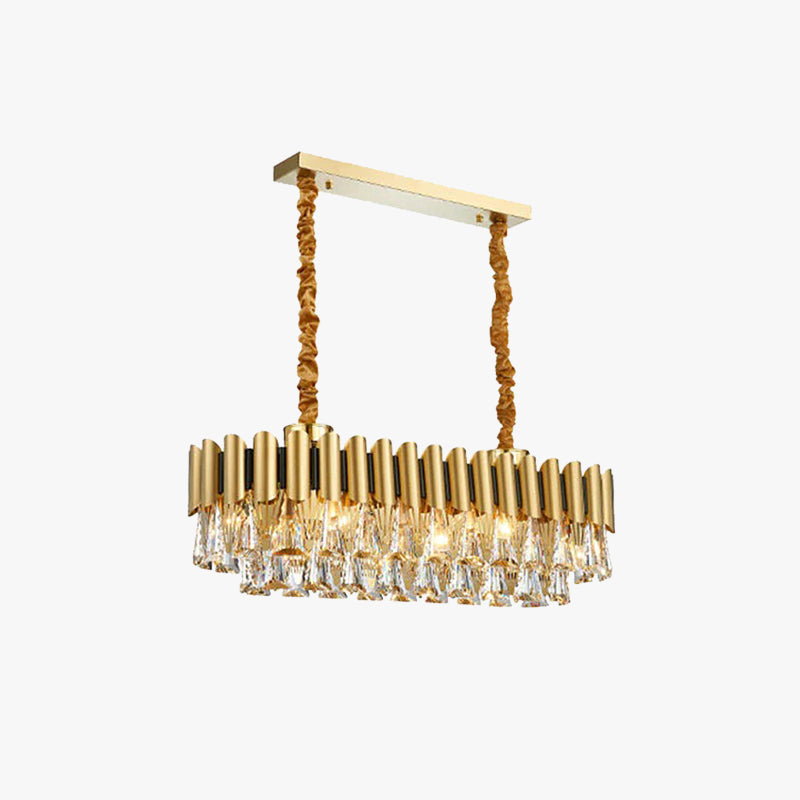 Marilyn Rectangular Luxury Metal Crystal Chandelier, Gold, Small - Lumpaz
