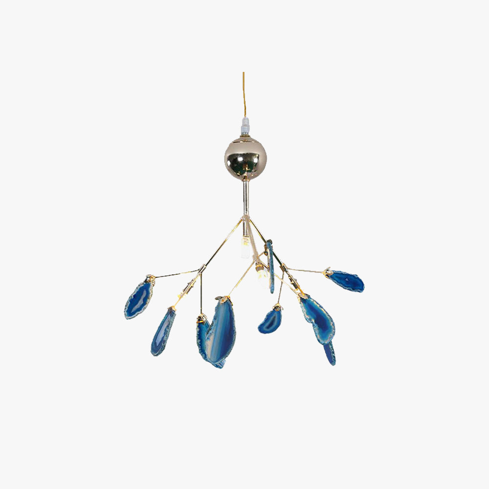 Javon Artistic Leaf Agate Pendant Light Blue/Green/Colorful Dining Room - Lumpaz