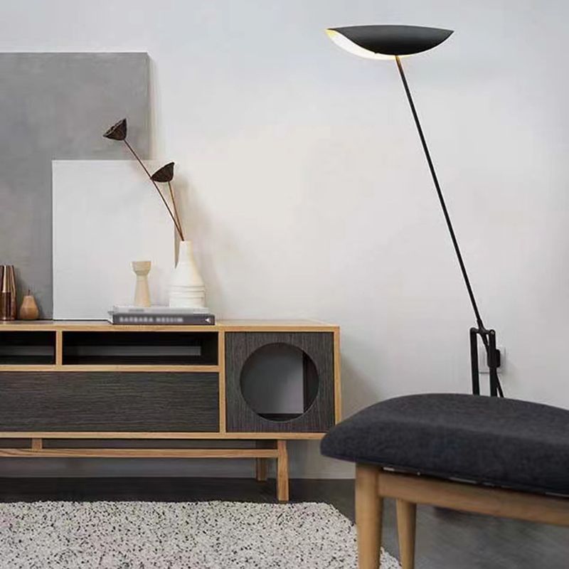 Carins Modern Bowl Linear Metal Floor Lamp,Black - Lumpaz