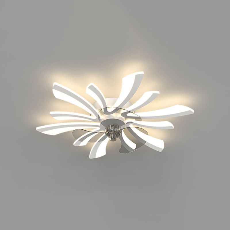 Hana Modern Flower Ceiling Fan with Light, 3 Color, L 25.5"/27"/31"/35.5" - Lumpaz