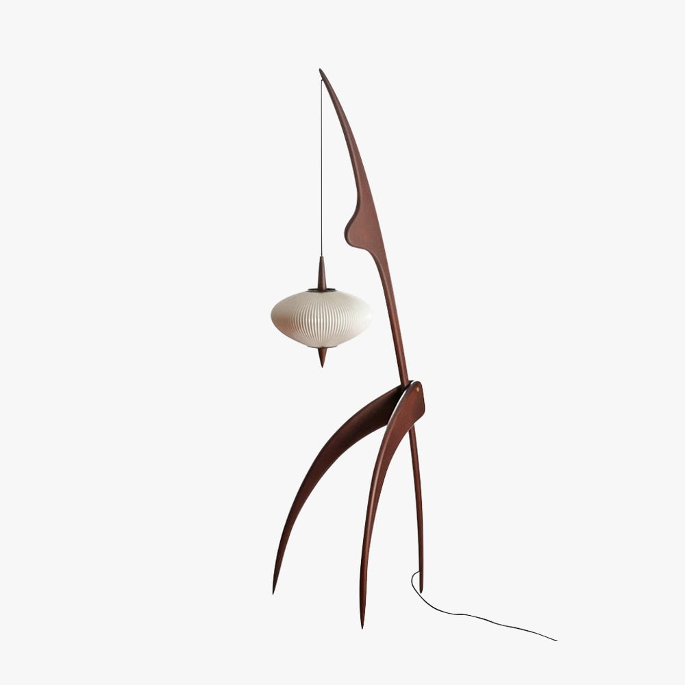 Renée Floor Lamp, Artificial Paper & Wood - Lumpaz