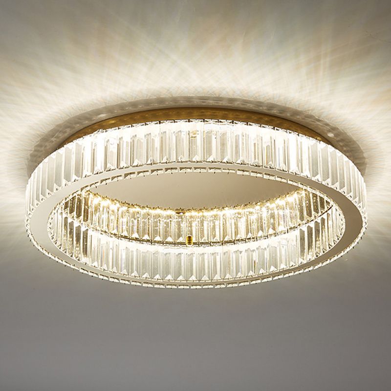 Marliyn Modern Art Deco Circle Crystal/Metal Flush Mount Ceiling Light Gold - Lumpaz