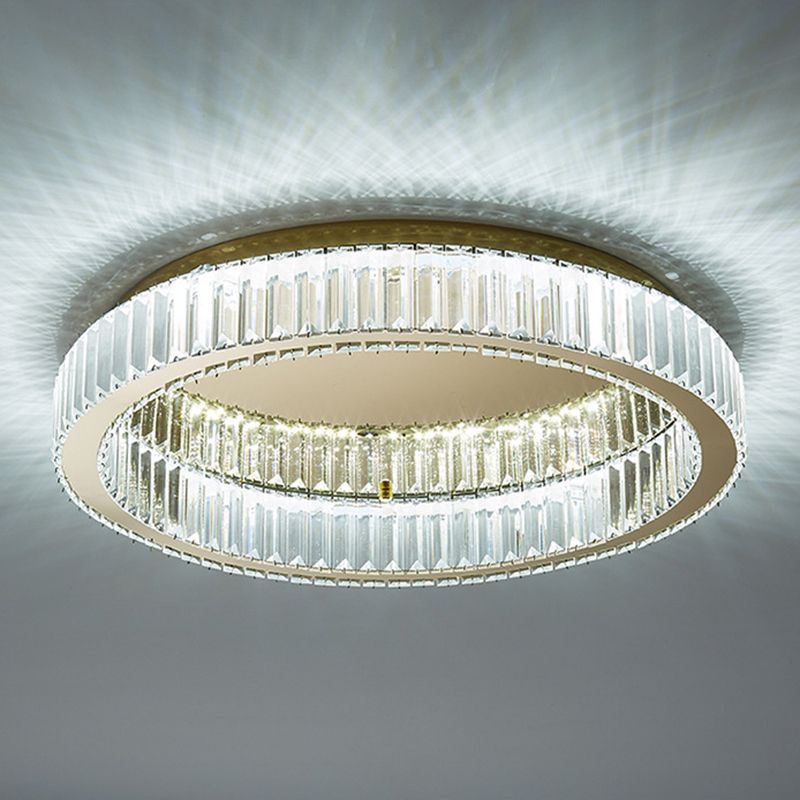 Marliyn Modern Art Deco Circle Crystal/Metal Flush Mount Ceiling Light Gold - Lumpaz