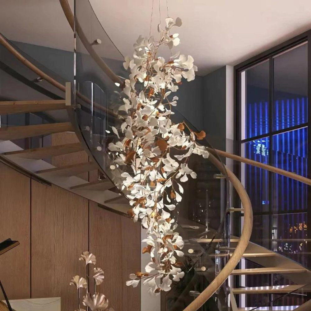 Olivia Modern Leaf Chandelier Metal/Ceramic Bedroom/Living Room - Lumpaz