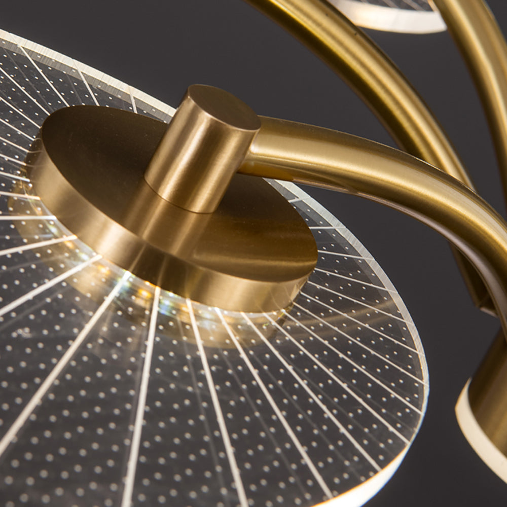 Carins Art Deco Leaf Metal/Acrylic Chandelier, Gold - Lumpaz