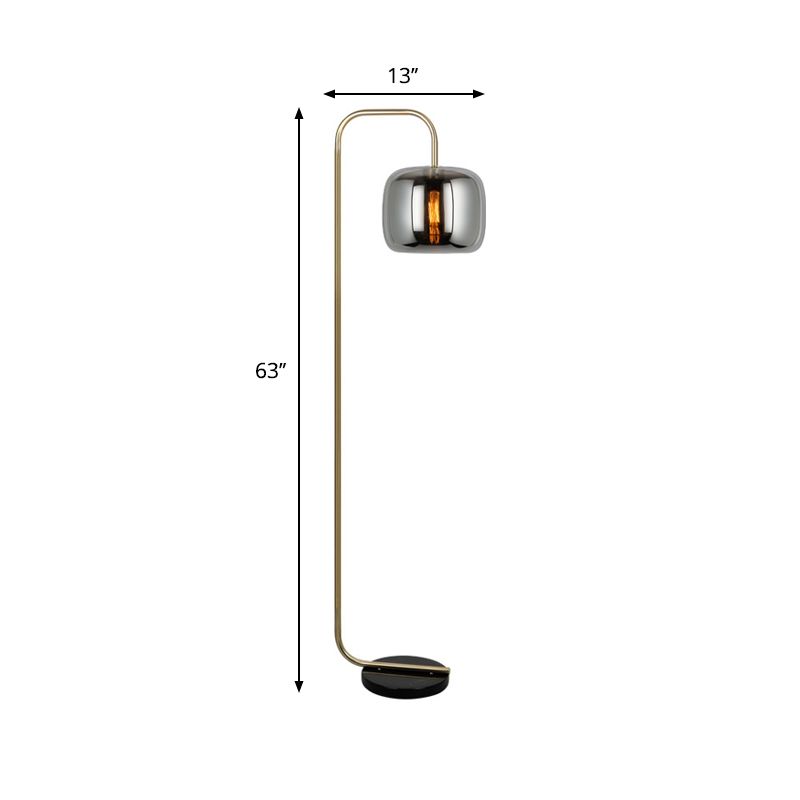 Hailie Minimalist Modern Arc Smoky Gray Metal/Glass Floor Lamp - Lumpaz