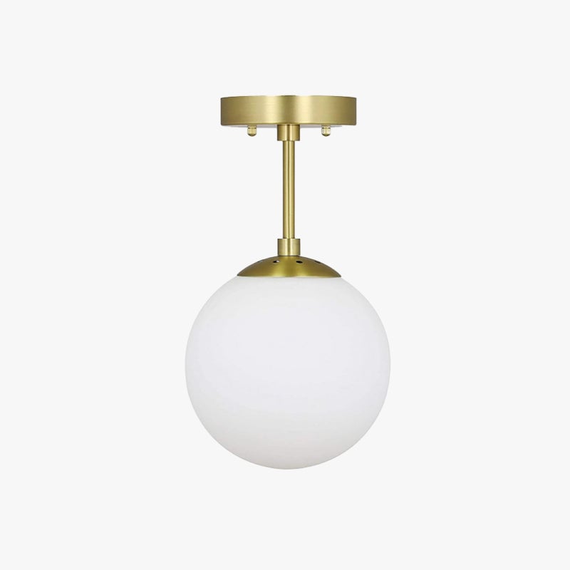 Valentina Simple Spherical LED Semi-Flush Mount Ceiling Light, Gold & Black - Lumpaz